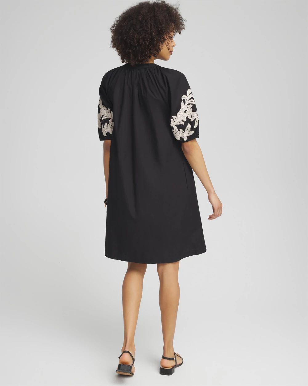 Pipiniko Short Sleeve Midi Dress Combi Chambray Print Foil